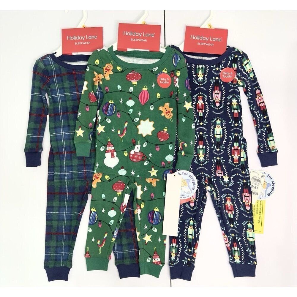 Holiday Lane Macys Baby Christmas Pajamas 12M Set of 3 With 3 Styles